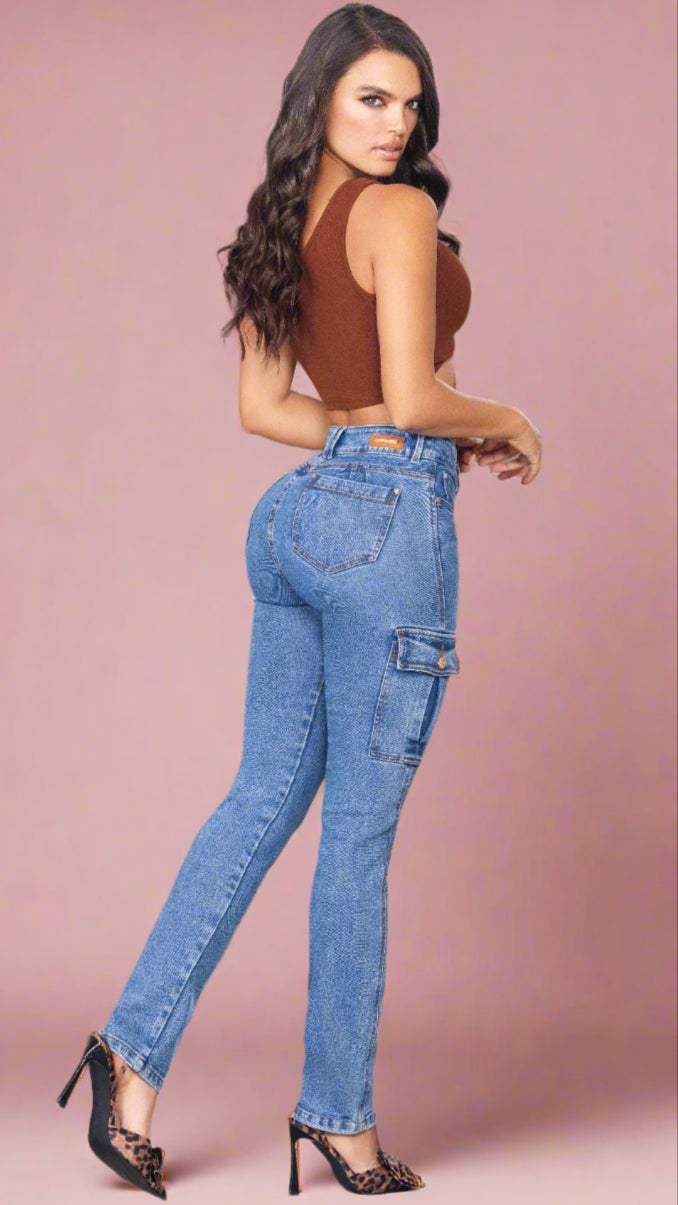 Porland 100% Authentic Colombian Push Up Cargo Pockets Jeans
